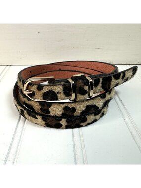 Leopard Belt 35”-37” x .5” Women’s Cow Hide Thin Wild Animal Print Boho